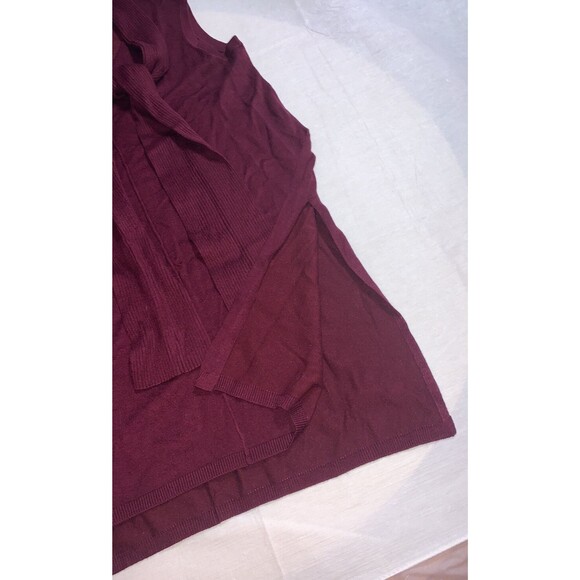 Side slits tunic top tie bow burgundy sleeveless hi-low stretch career casual M - Picture 10 of 11